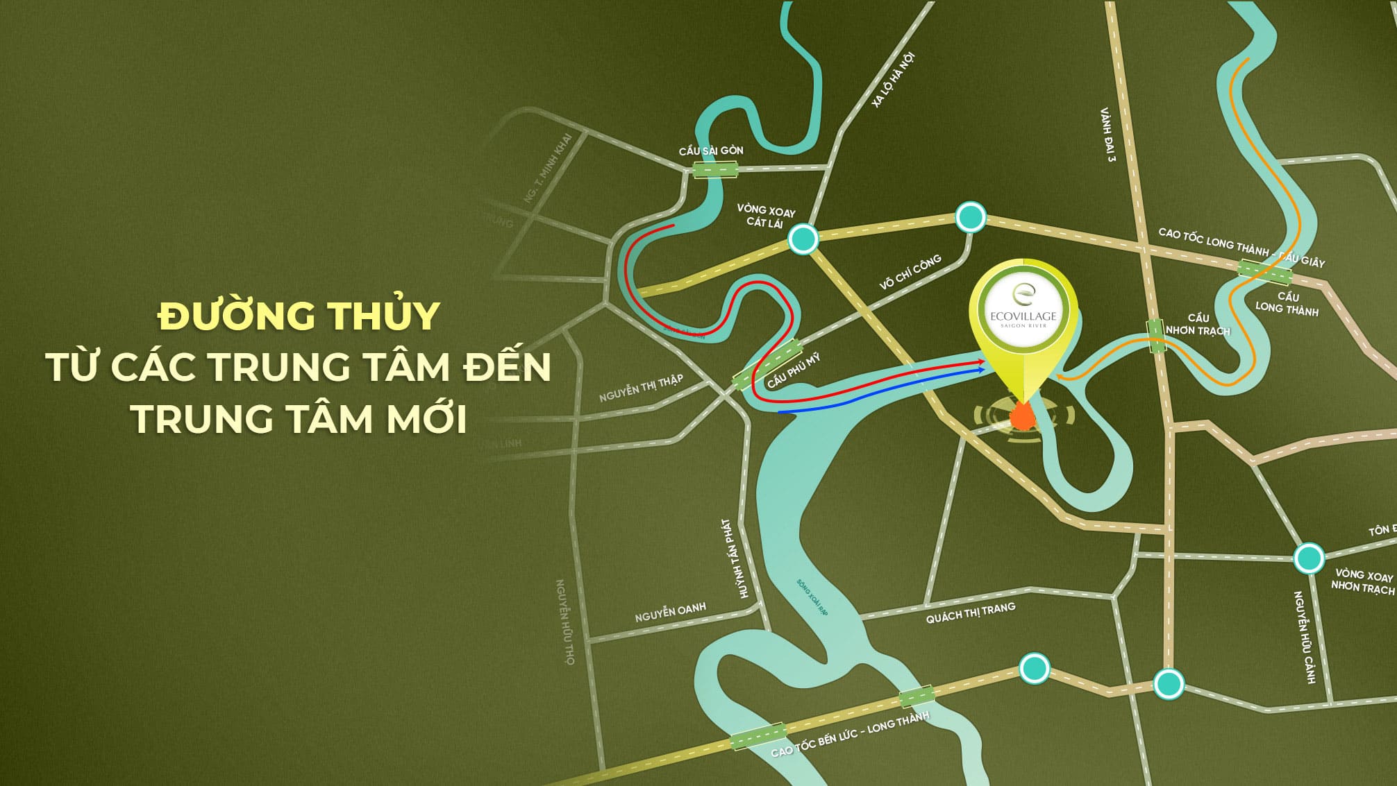 Hệ thống kết nối đường thủy thuận tiện, nhanh chóng tại Eco Village Saigon Rriver