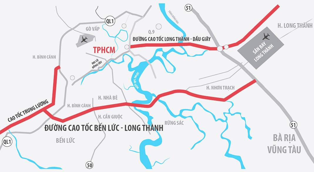 Bản đồ vị trí tuyến Quốc lộ 51