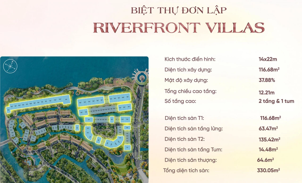 Biệt thự đơn lập Riverfront tại Villas Eco Village Saigon River