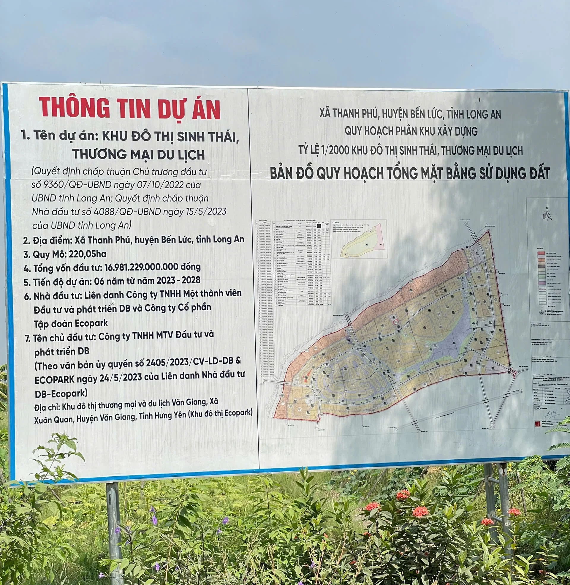 Thông tin dự án Ecopark Long An được dựng tại dự án 