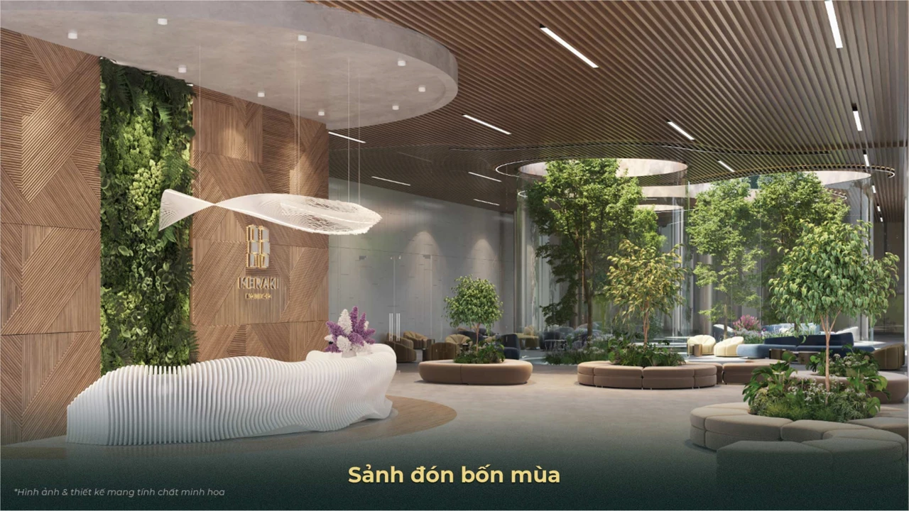 Sảnh đón tại Eco Retreat Long An được thiết kế như một biểu tượng của sự sang trọng và tinh tế