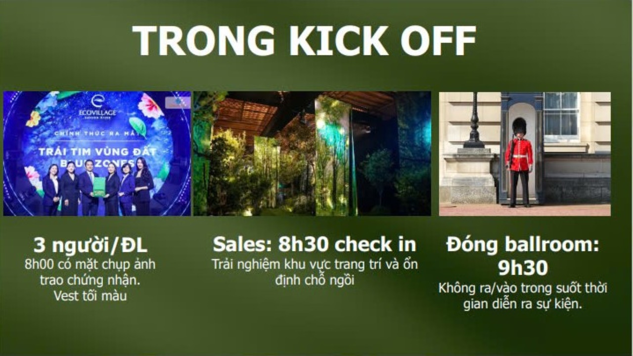 Lịch trình sự kiện Kick-off của dự án Eco Retreat
