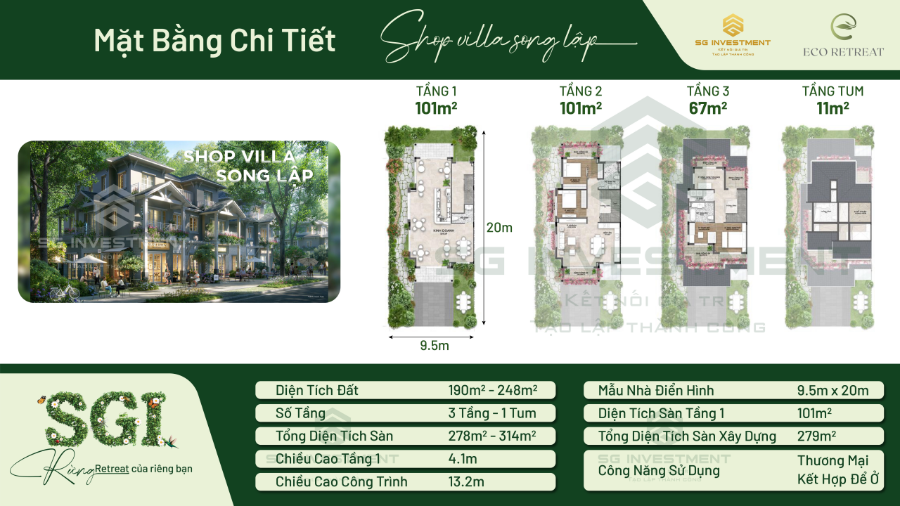 Mặt bằng Shop Villa song lập Eco Retreat