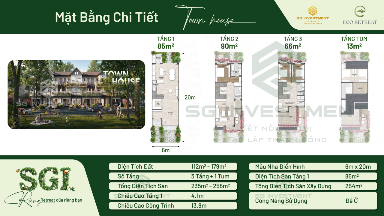 Mặt bằng Town House Eco Retreat